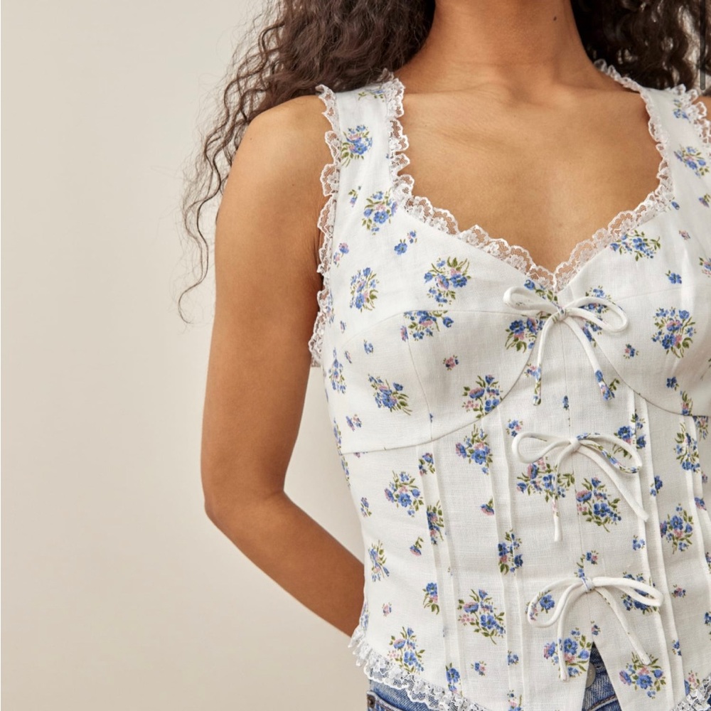 Reformation Brenda Linen Top